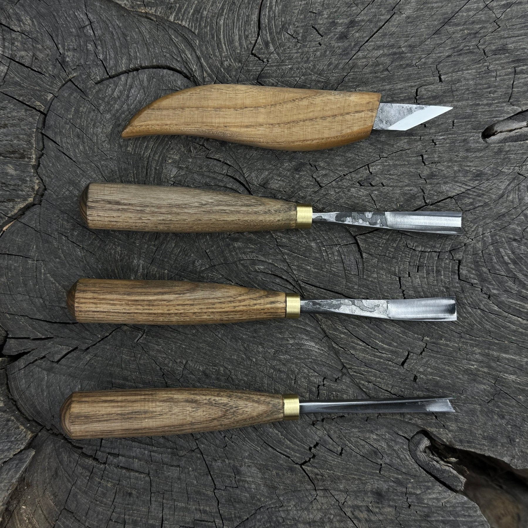 4-Piece Carving Knife, Chisel & Gouge Set detail view by Sharky Forged Steel Tools