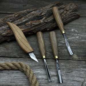 4-Piece Carving Knife, Chisel & Gouge Set detail view by Sharky Forged Steel Tools