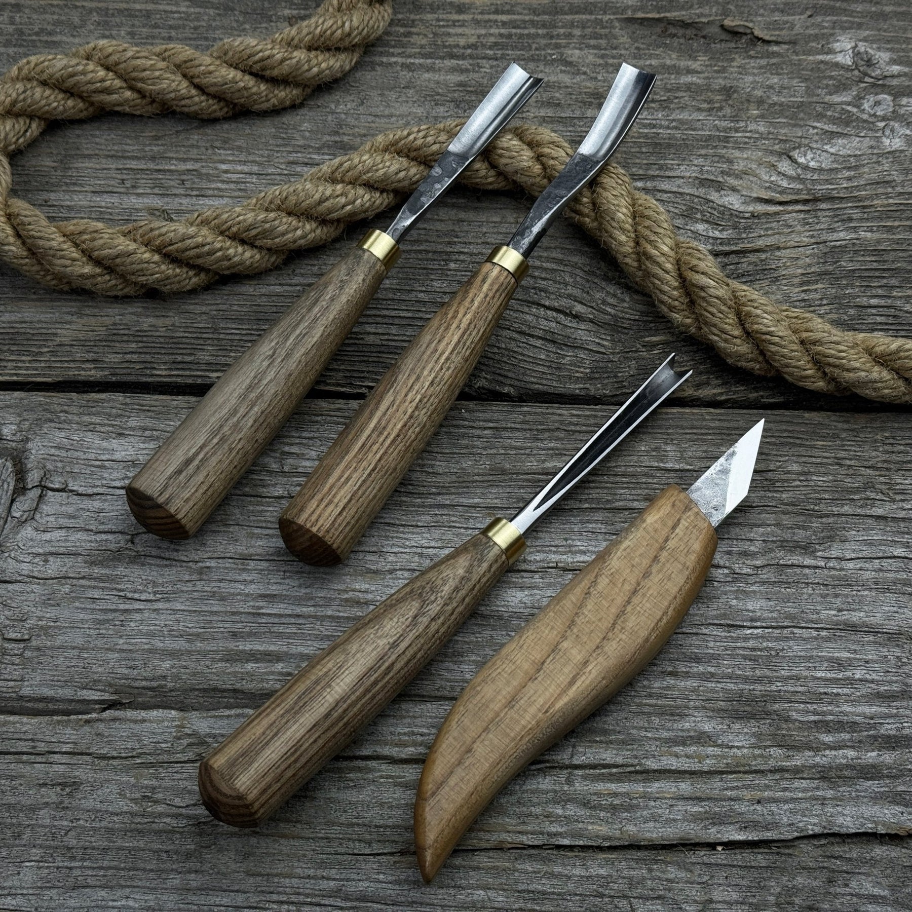 4-Piece Carving Knife, Chisel & Gouge Set detail view by Sharky Forged Steel Tools