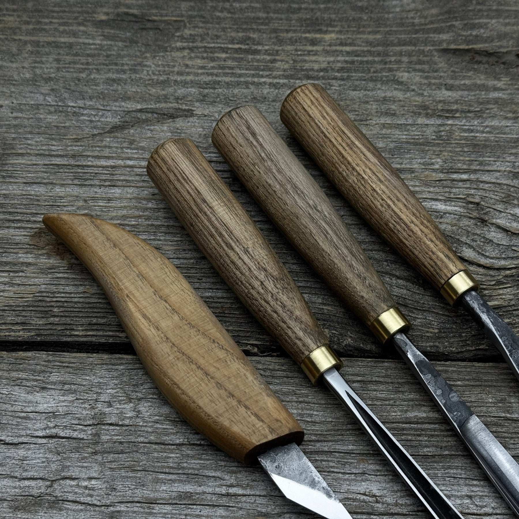 4-Piece Carving Knife, Chisel & Gouge Set detail view by Sharky Forged Steel Tools