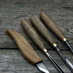 4-Piece Carving Knife, Chisel & Gouge Set detail view by Sharky Forged Steel Tools