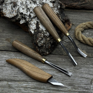 4-Piece Carving Knife, Chisel & Gouge Set detail view by Sharky Forged Steel Tools