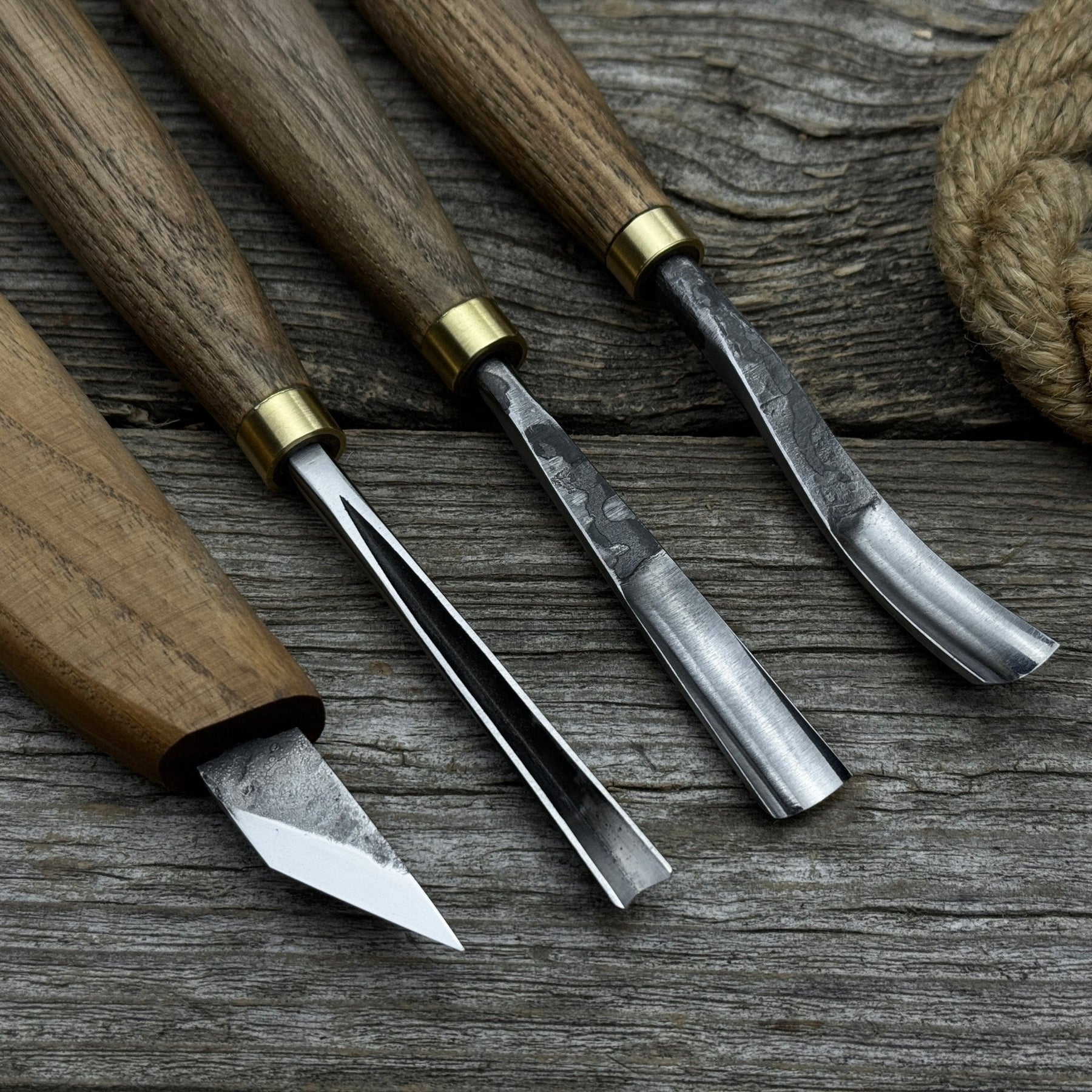 4-Piece Carving Knife, Chisel & Gouge Set detail view by Sharky Forged Steel Tools