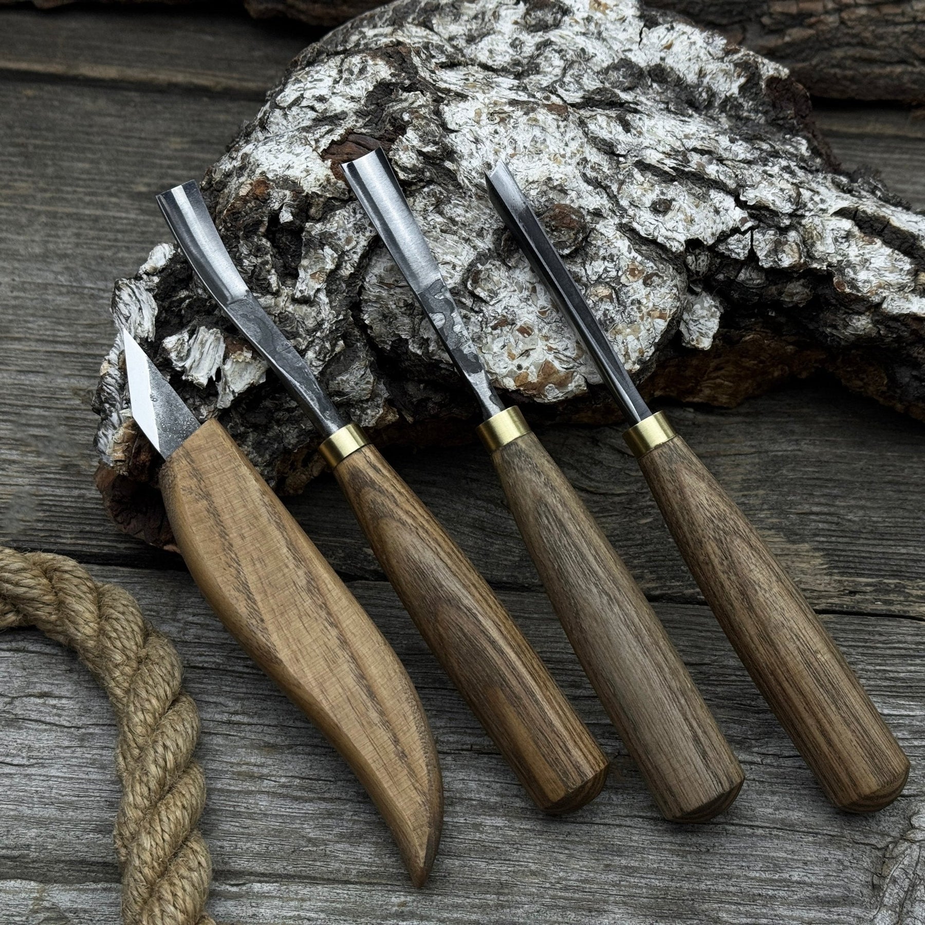 4-Piece Carving Knife, Chisel & Gouge Set detail view by Sharky Forged Steel Tools