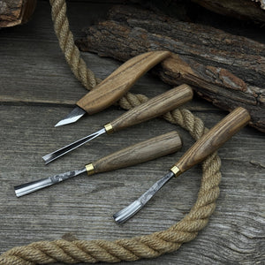4-Piece Carving Knife, Chisel & Gouge Set detail view by Sharky Forged Steel Tools
