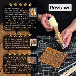 4-Piece Diamond Style Leather Pricking Iron and Leather Nylon Hammer detail view by Sharky Forged Steel Tools