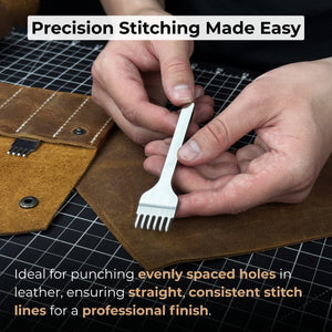 4-Piece Diamond Style Leather Pricking Iron and Leather Nylon Hammer detail view by Sharky Forged Steel Tools