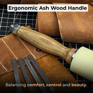 4-Piece Diamond Style Leather Pricking Iron and Leather Nylon Hammer detail view by Sharky Forged Steel Tools
