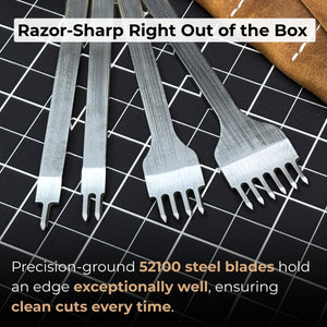 4-Piece Diamond Style Leather Pricking Iron and Leather Nylon Hammer detail view by Sharky Forged Steel Tools