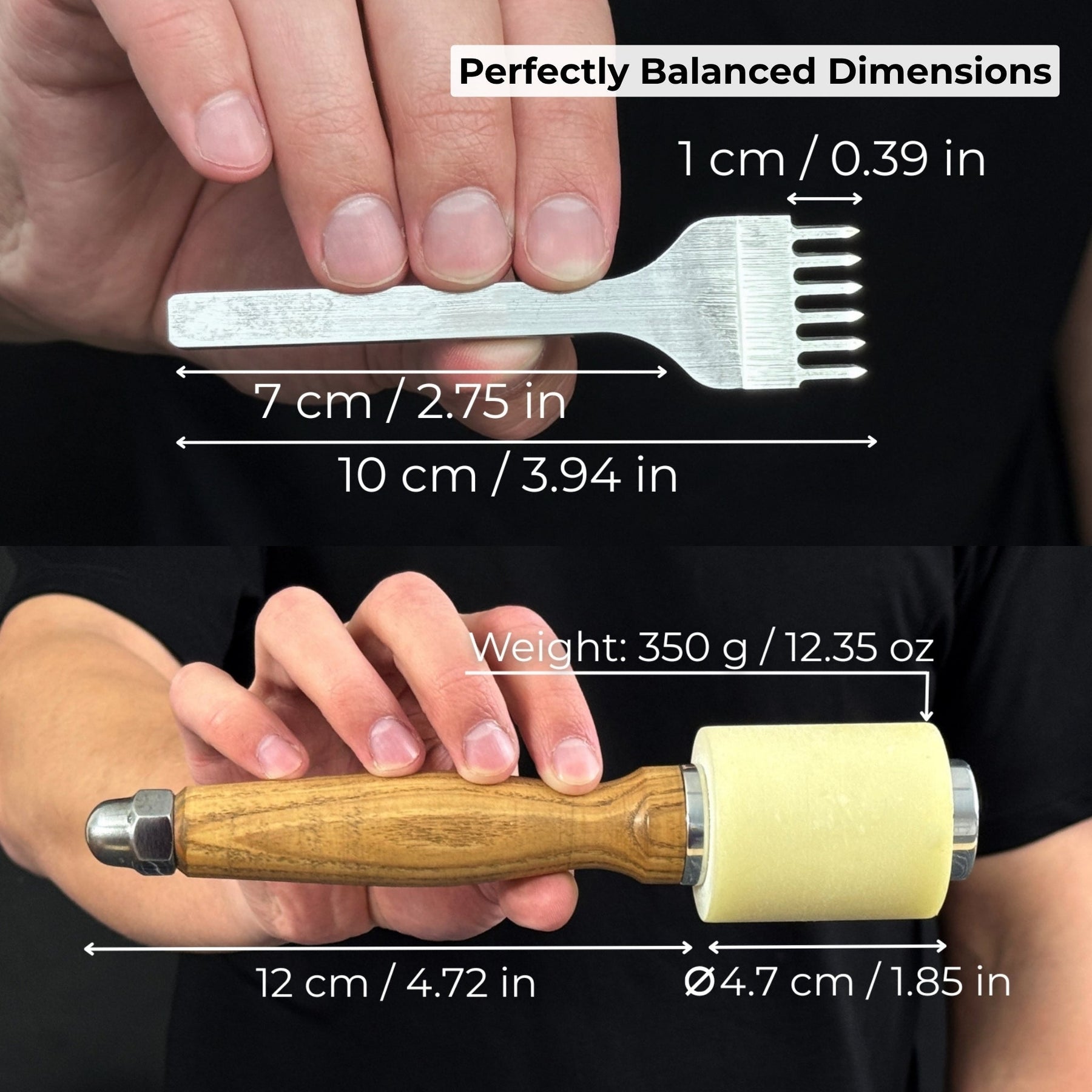 4-Piece Diamond Style Leather Pricking Iron and Leather Nylon Hammer detail view by Sharky Forged Steel Tools