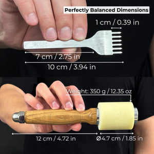 4-Piece Diamond Style Leather Pricking Iron and Leather Nylon Hammer detail view by Sharky Forged Steel Tools
