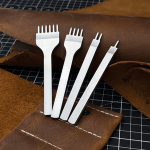 4-Piece Diamond Style Leather Pricking Iron Set, 1, 2, 4, 6 Prongs by Sharky Forged Steel Tools
