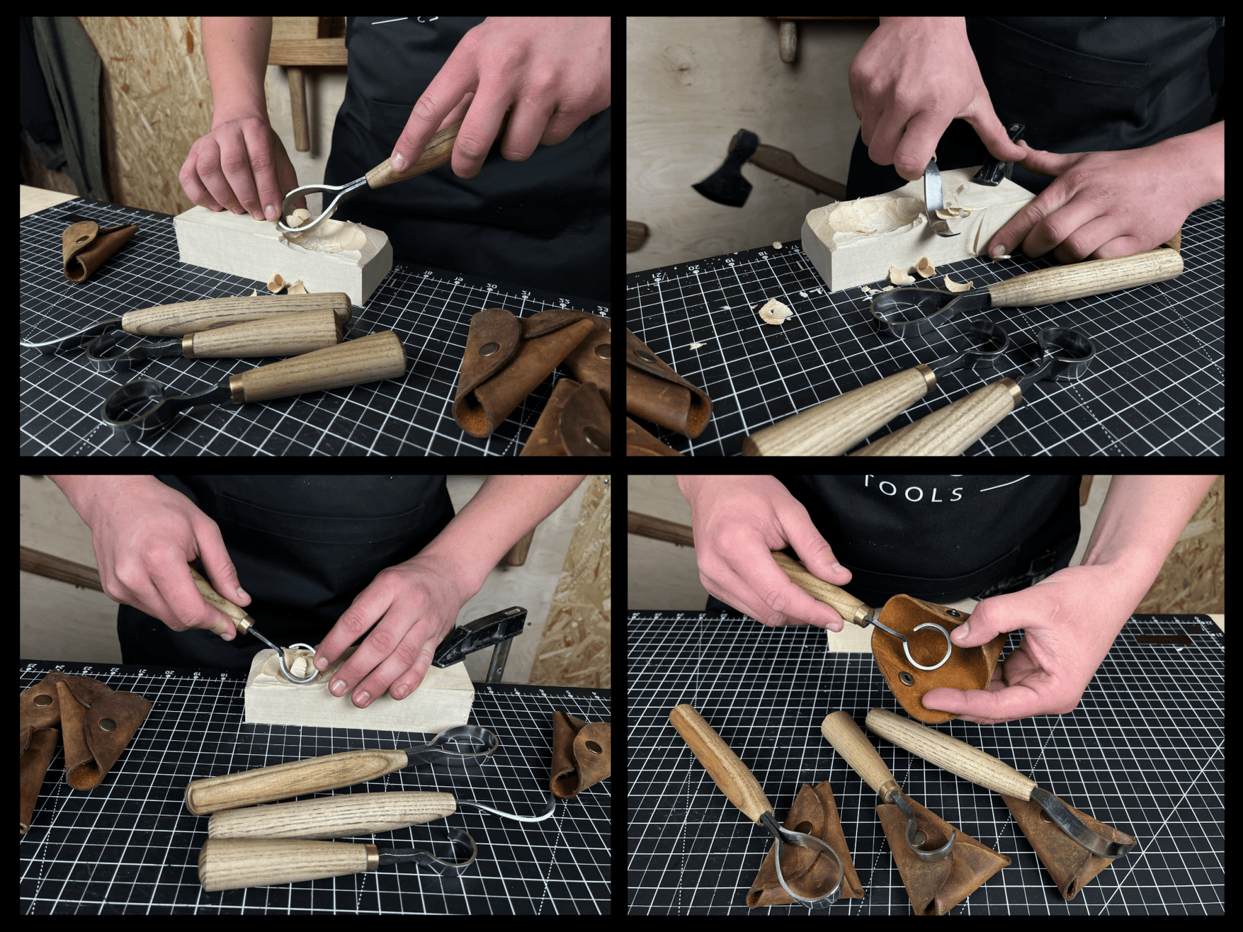 4-Piece Wood Carving Knife Set detail view by Sharky Forged Steel Tools
