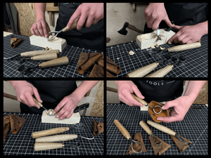 4-Piece Wood Carving Knife Set detail view by Sharky Forged Steel Tools