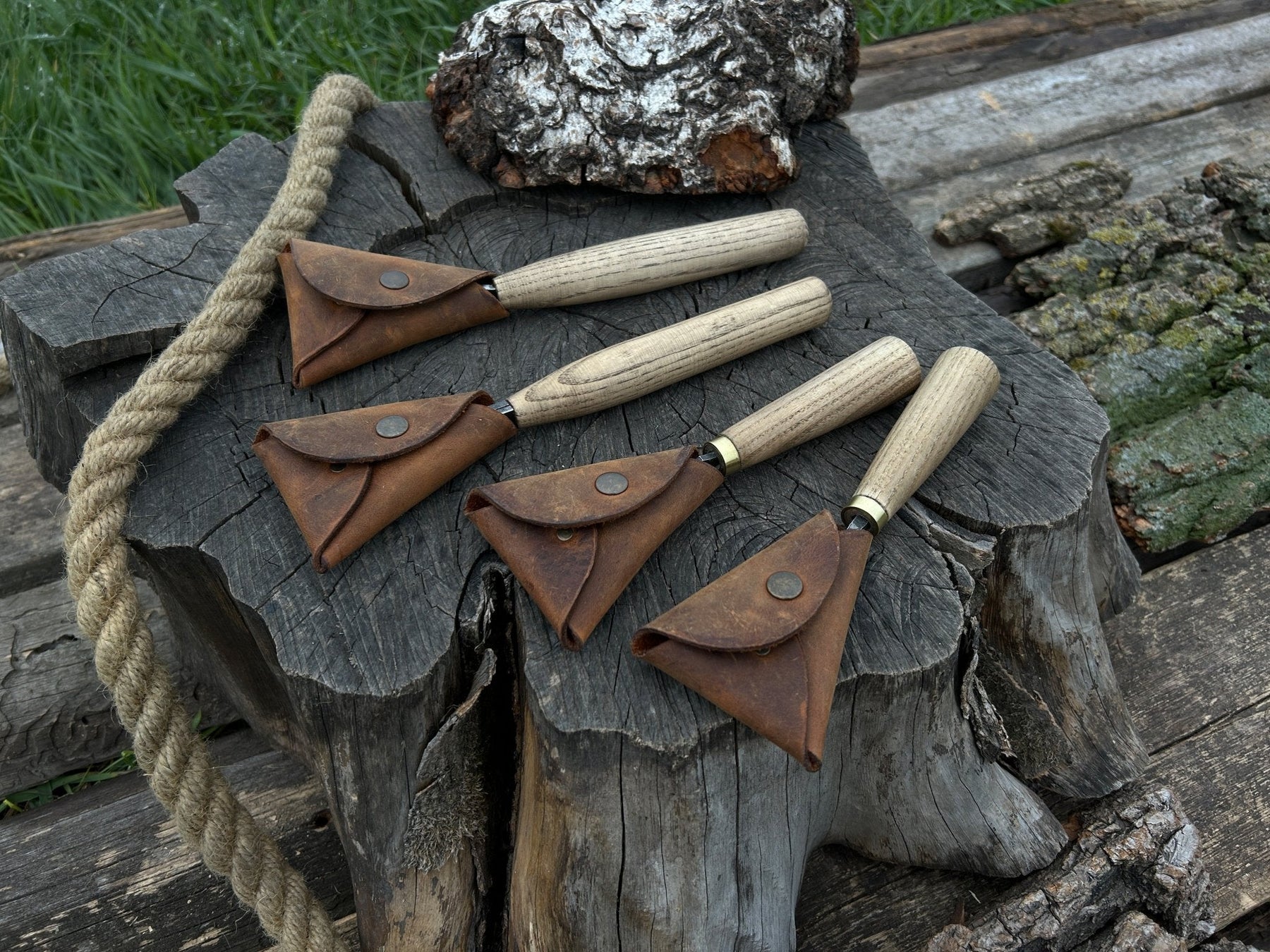 4-Piece Wood Carving Knife Set detail view by Sharky Forged Steel Tools