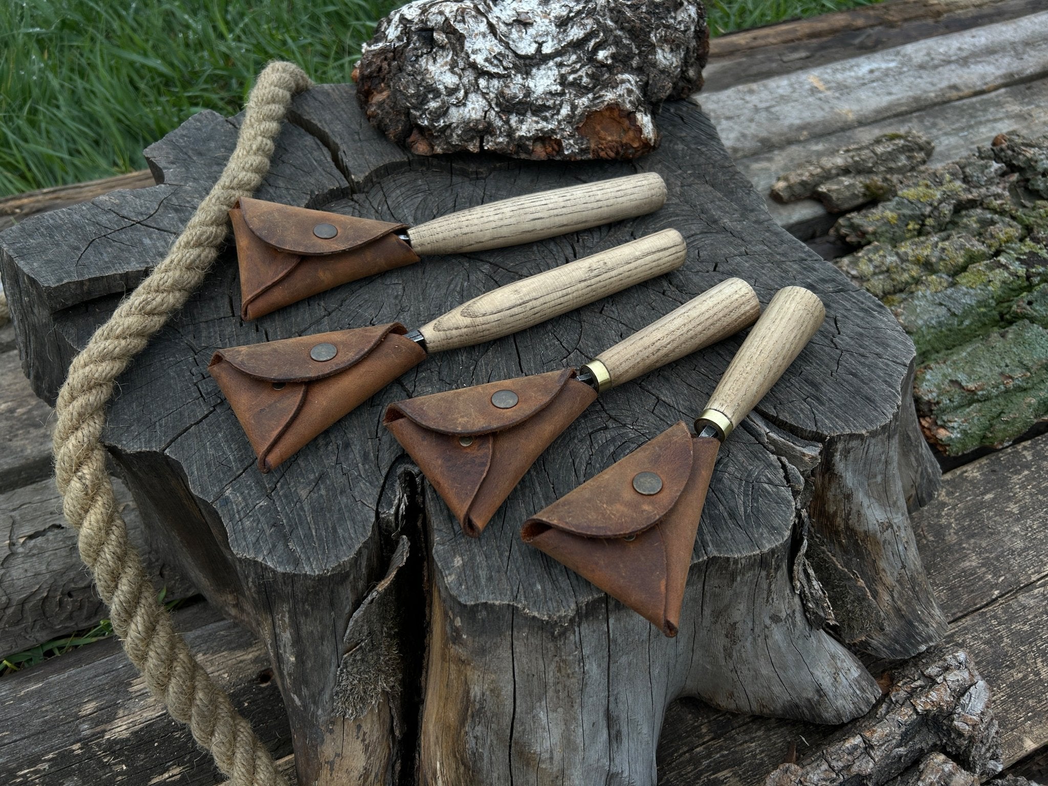 4-Piece Wood Carving Knife Set detail view by Sharky Forged Steel Tools