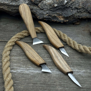 4-Piece Hand-Forged Wood Carving Knife Set detail view by Sharky Forged Steel Tools