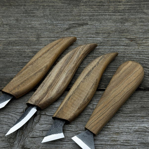 4-Piece Hand-Forged Wood Carving Knife Set detail view by Sharky Forged Steel Tools