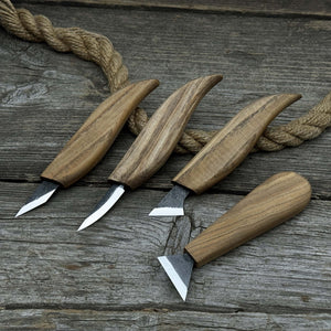 4-Piece Hand-Forged Wood Carving Knife Set detail view by Sharky Forged Steel Tools