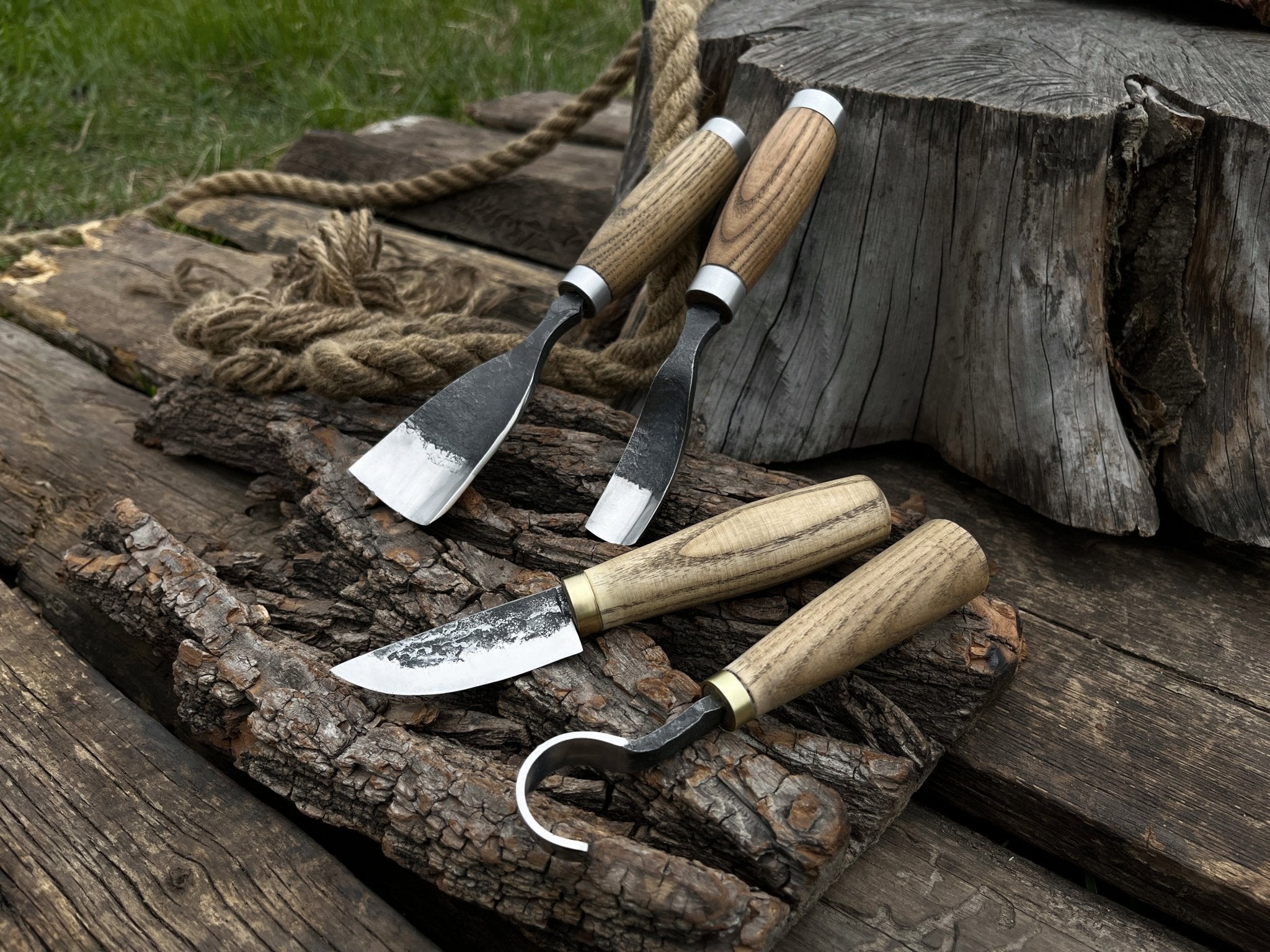 4-Piece Wood Carving Tool Set by Sharky Forged Steel Tools