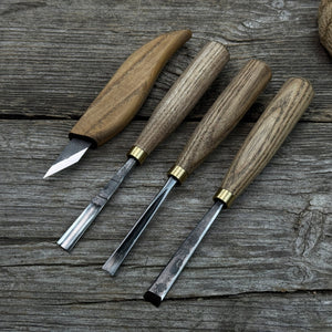 4-Piece Hand-Forged Wood Carving Tool Set detail view by Sharky Forged Steel Tools