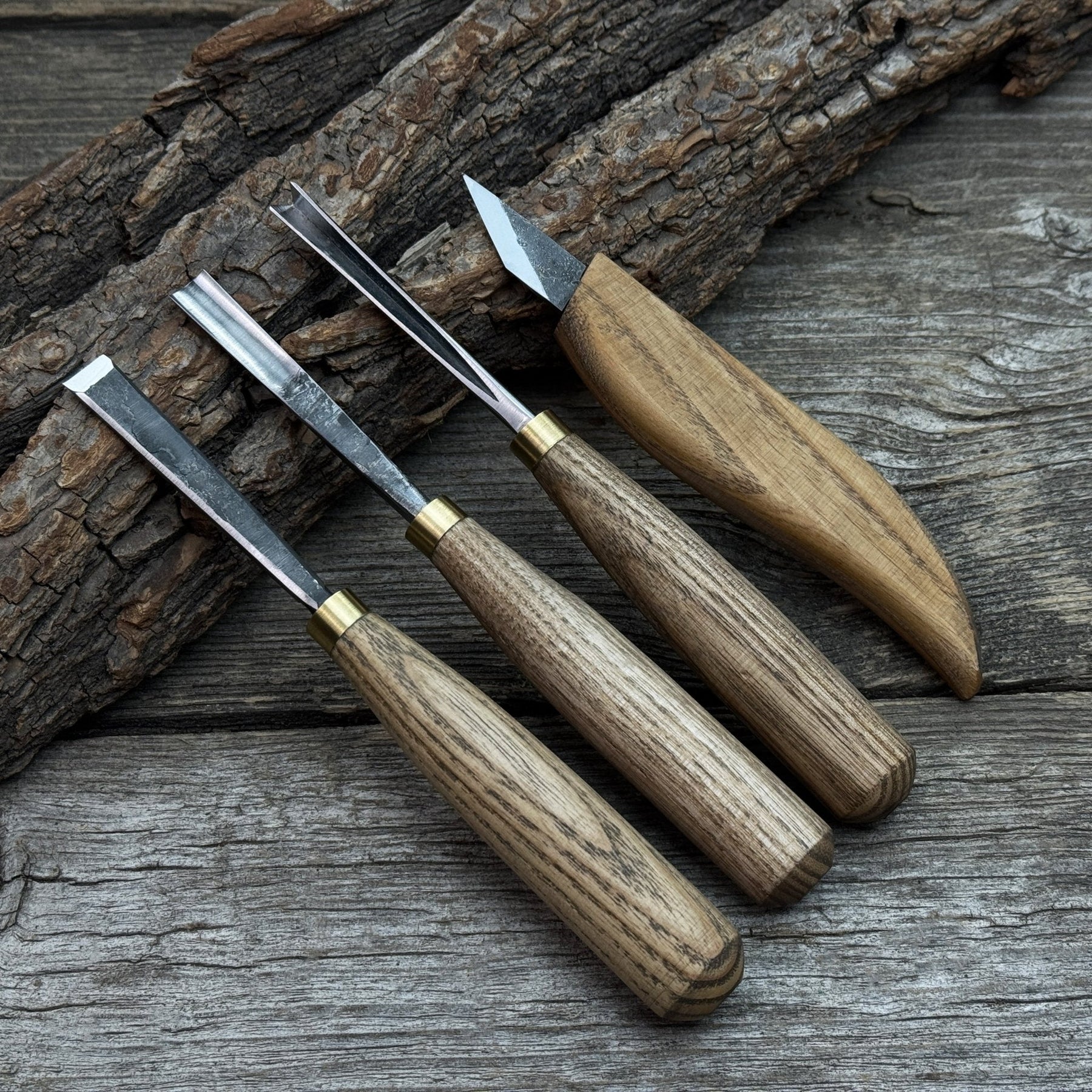 4-Piece Hand-Forged Wood Carving Tool Set by Sharky Forged Steel Tools
