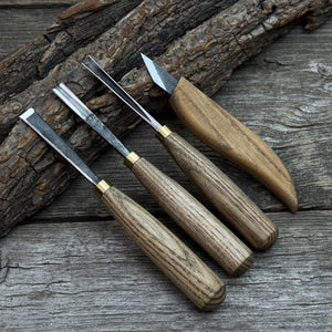 4-Piece Hand-Forged Wood Carving Tool Set by Sharky Forged Steel Tools