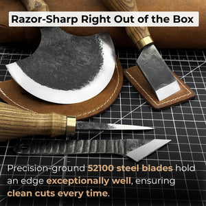 4-Piece Leather Tool Set with Leather Sheaths detail view by Sharky Forged Steel Tools