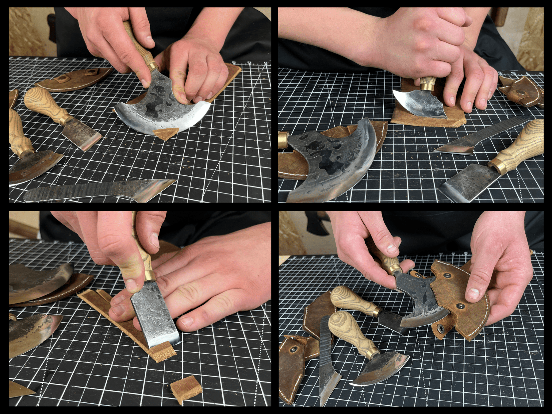 4-Piece Leatherworking Tool Set detail view by Sharky Forged Steel Tools