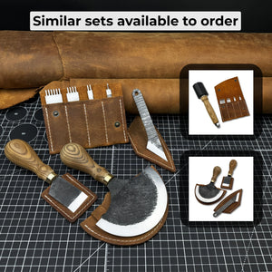 4-Piece Leatherworking Tool Set with Leather Sheaths detail view by Sharky Forged Steel Tools