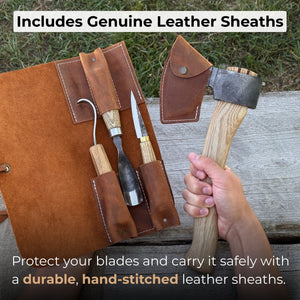 4-Piece Spoon Carving Tool Set detail view by Sharky Forged Steel Tools
