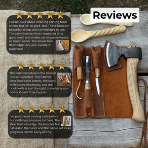 4-Piece Spoon Carving Tool Set detail view by Sharky Forged Steel Tools