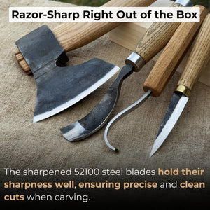 4-Piece Spoon Carving Tool Set detail view by Sharky Forged Steel Tools