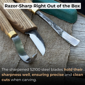4-Piece Spoon Carving Tool Set with Sharpening Board detail view by Sharky Forged Steel Tools