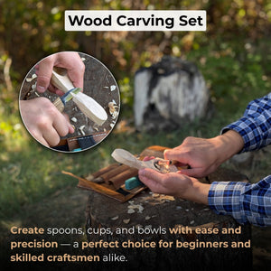 4-Piece Spoon Carving Tool Set with Sharpening Board detail view by Sharky Forged Steel Tools