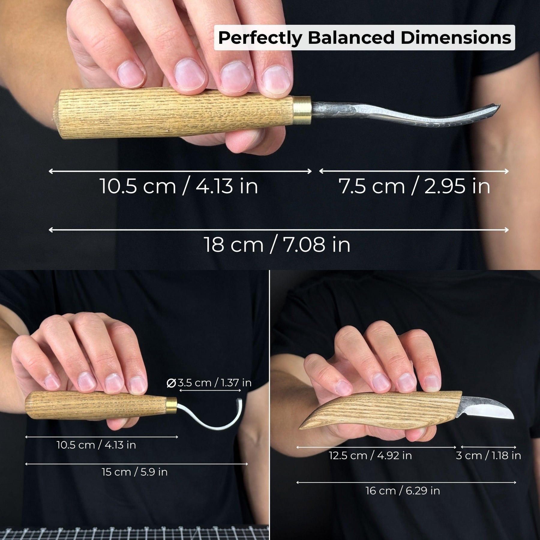 4-Piece Spoon Carving Tool Set with Sharpening Board detail view by Sharky Forged Steel Tools