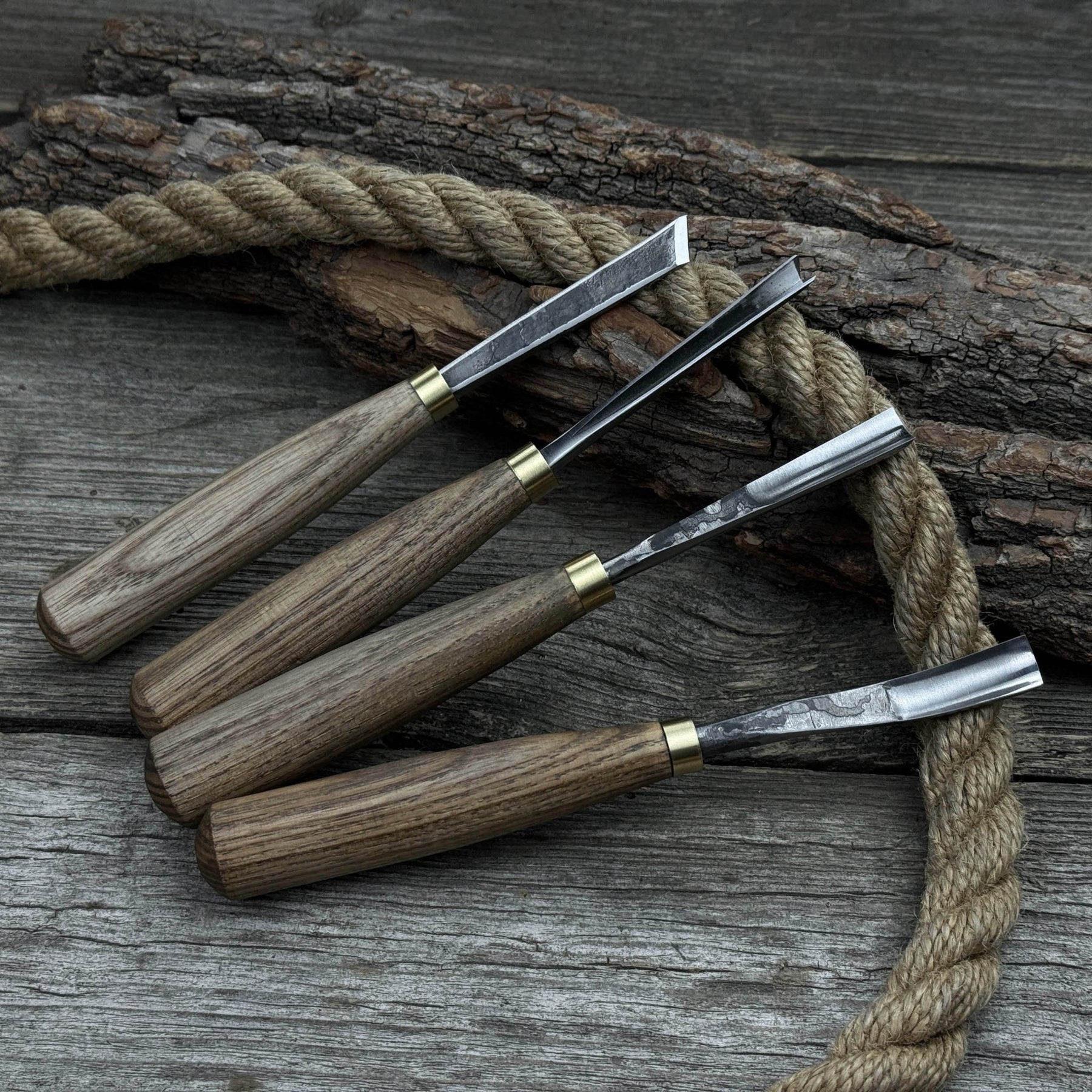 4-Piece Wood Carving Chisel & Gouge Set by Sharky Forged Steel Tools