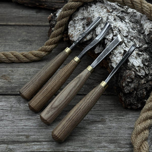 4-Piece Wood Carving Chisel & Gouge Set detail view by Sharky Forged Steel Tools