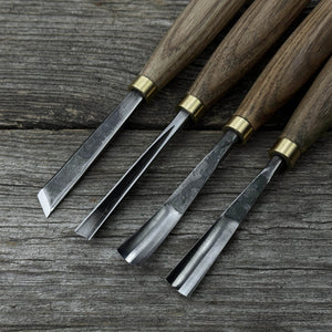 4-Piece Wood Carving Chisel & Gouge Set detail view by Sharky Forged Steel Tools