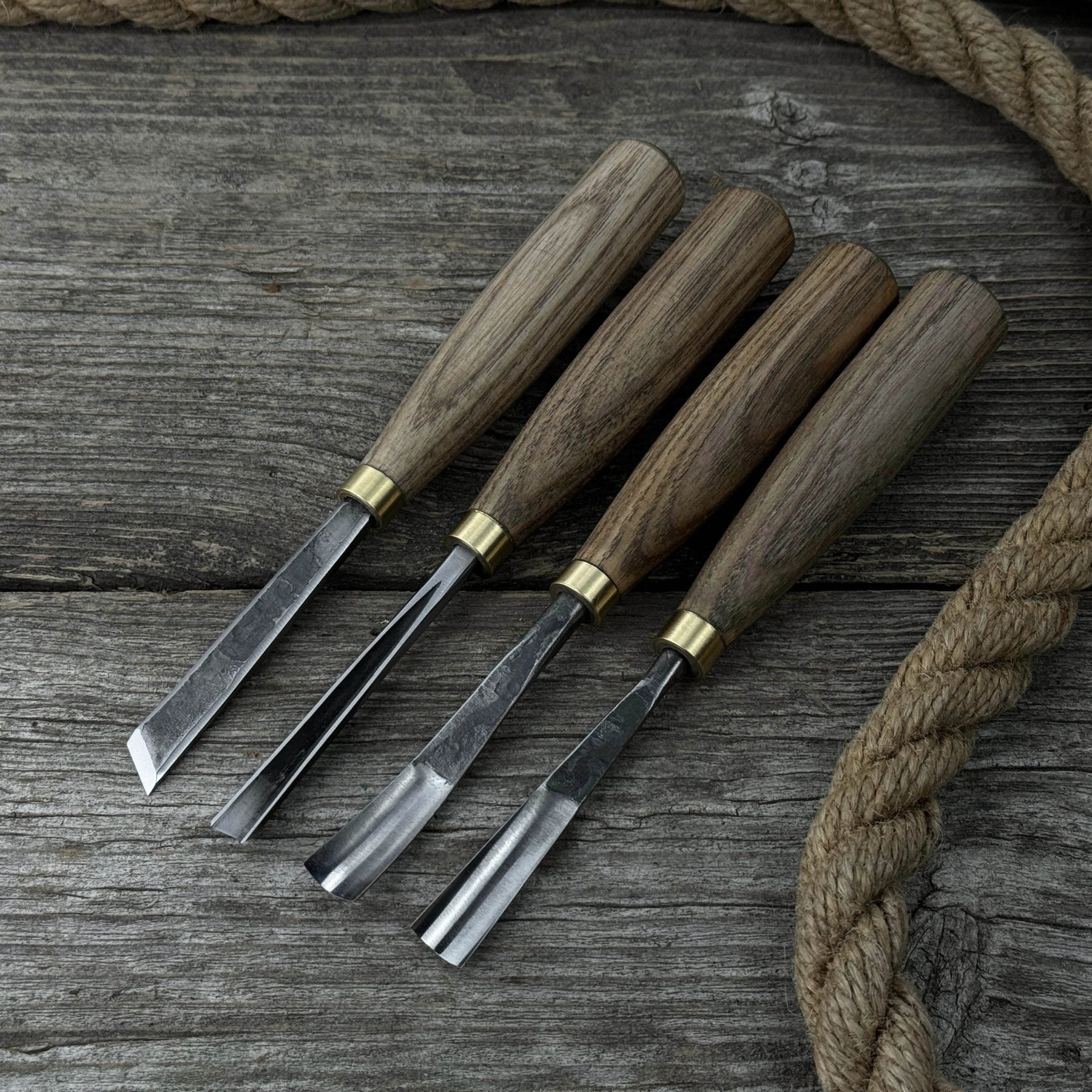 4-Piece Wood Carving Chisel & Gouge Set detail view by Sharky Forged Steel Tools