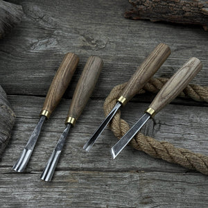 4-Piece Wood Carving Chisel & Gouge Set detail view by Sharky Forged Steel Tools