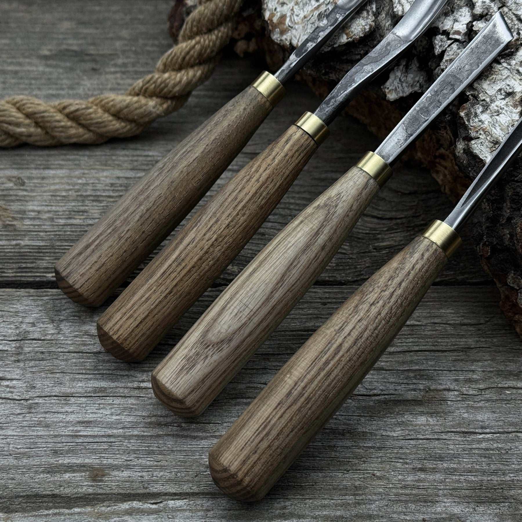 4-Piece Wood Carving Chisel & Gouge Set detail view by Sharky Forged Steel Tools