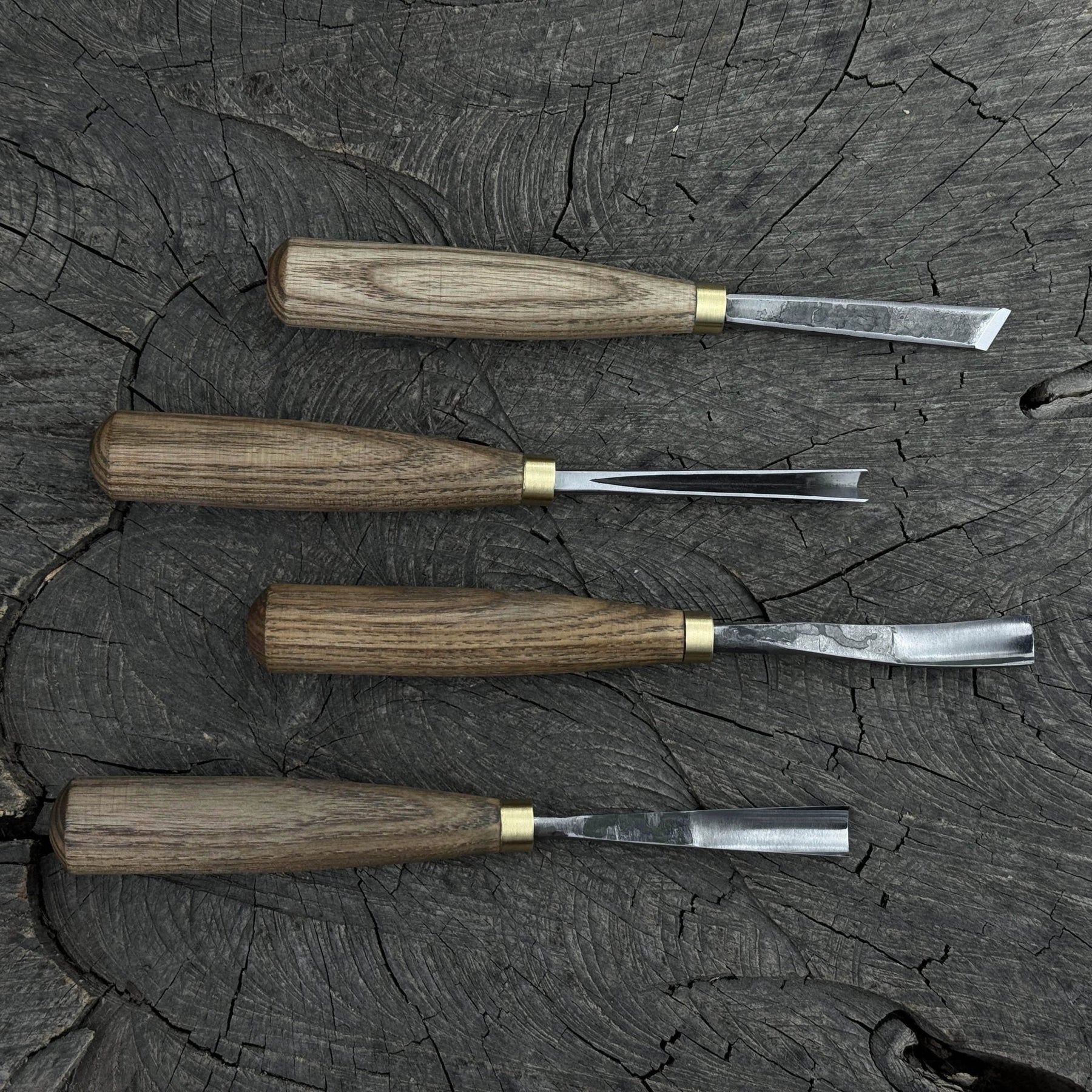 4-Piece Wood Carving Chisel & Gouge Set detail view by Sharky Forged Steel Tools