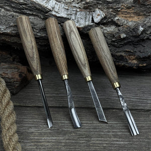 4-Piece Wood Carving Chisel & Gouge Set detail view by Sharky Forged Steel Tools