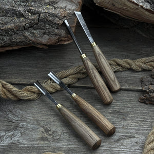 4-Piece Wood Carving Chisel & Gouge Set detail view by Sharky Forged Steel Tools