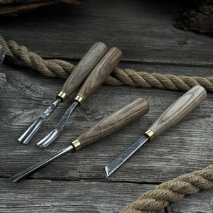 4-Piece Wood Carving Chisel & Gouge Set detail view by Sharky Forged Steel Tools