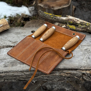 4 Pocket Leather Chisel Roll by Sharky Forged Steel Tools