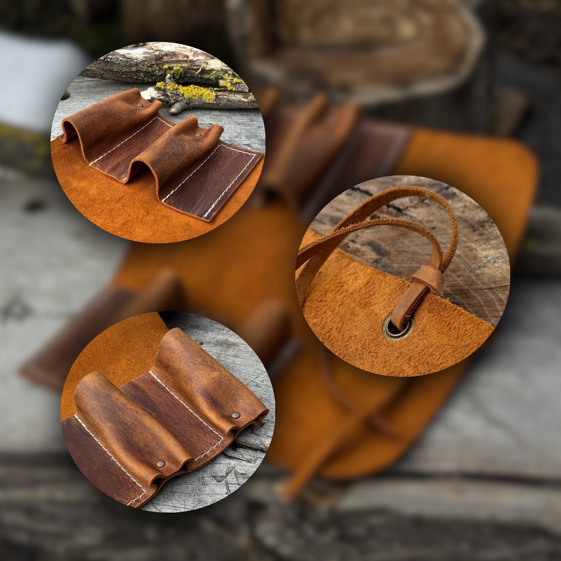 4 Pocket Leather Tool Roll detail view by Sharky Forged Steel Tools