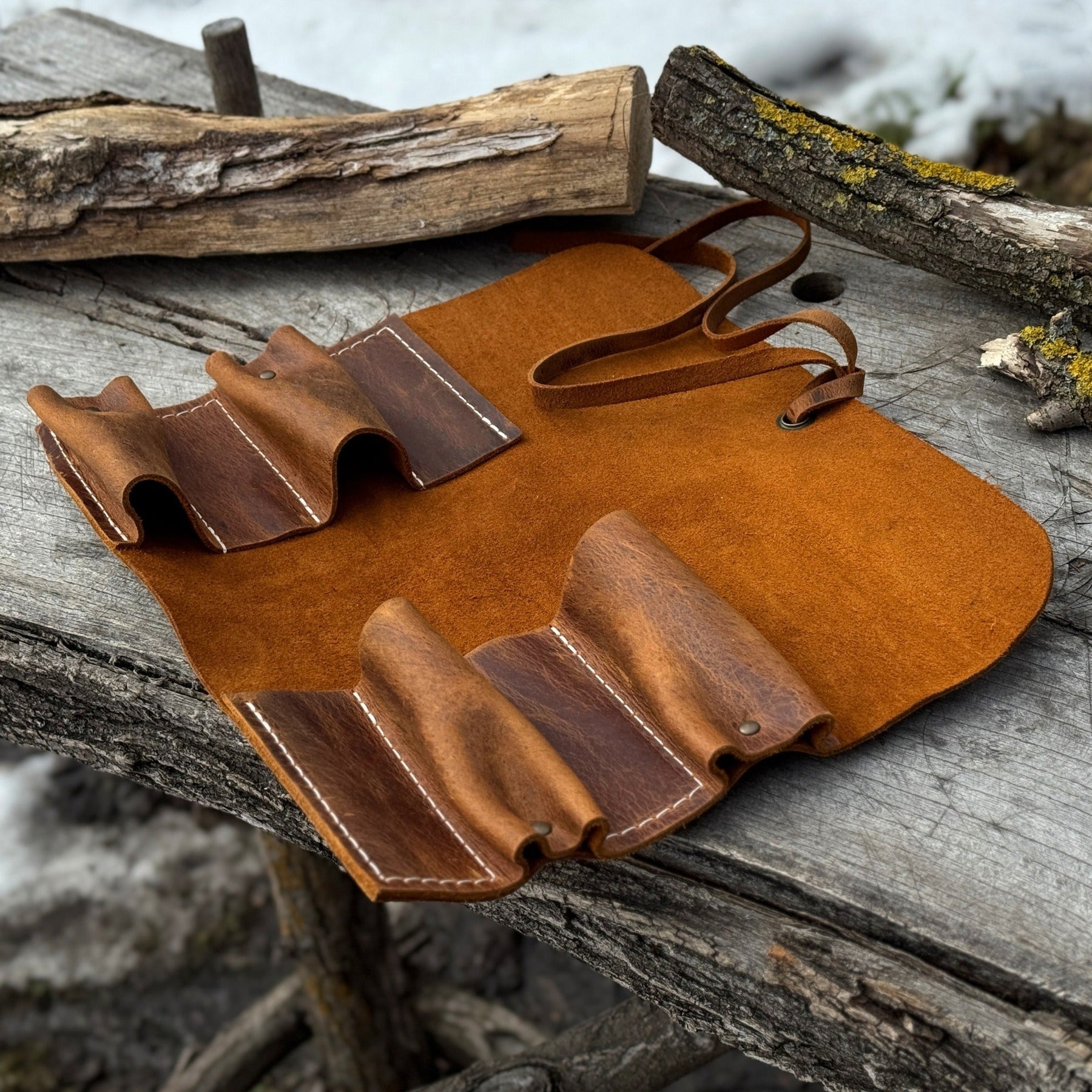 4 Pocket Leather Tool Roll by Sharky Forged Steel Tools