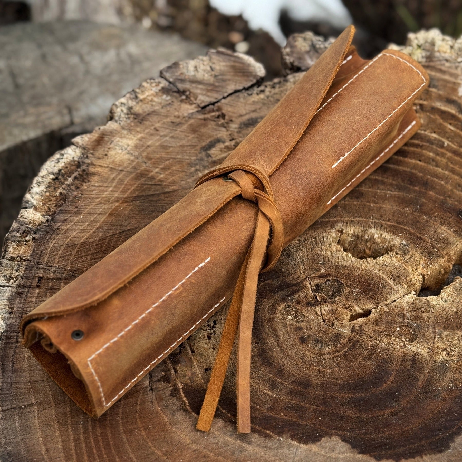 4 Pocket Leather Tool Roll detail view by Sharky Forged Steel Tools